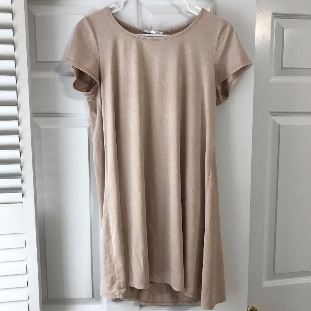 Socialite Cap Sleeve Faux Suede Shift Dress